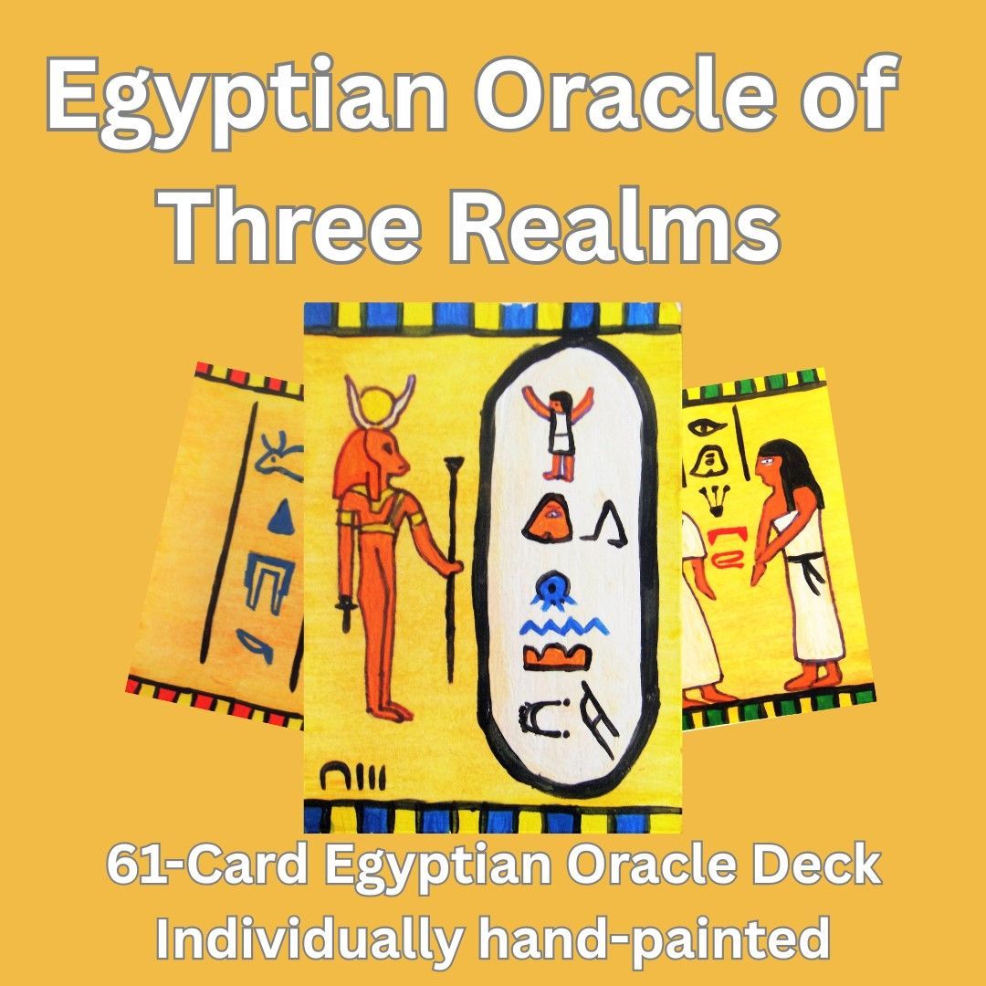 Egyptian oracle of Three Realms, 61 card hand-painted oracle deck