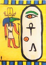 hand-painted egyptian hieroglyph tarot card used in online psychic readings