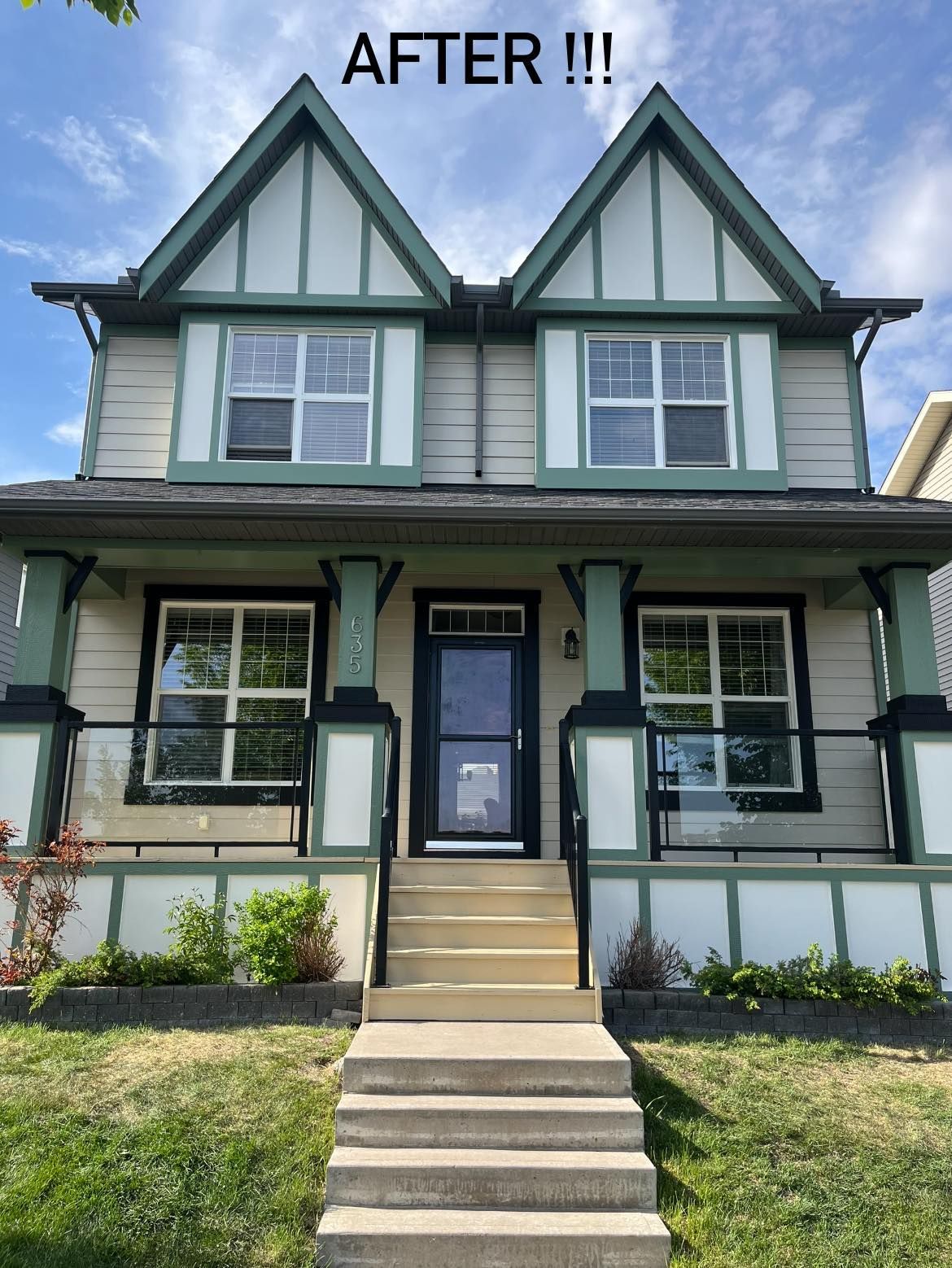 A picture of a house before and after being painted