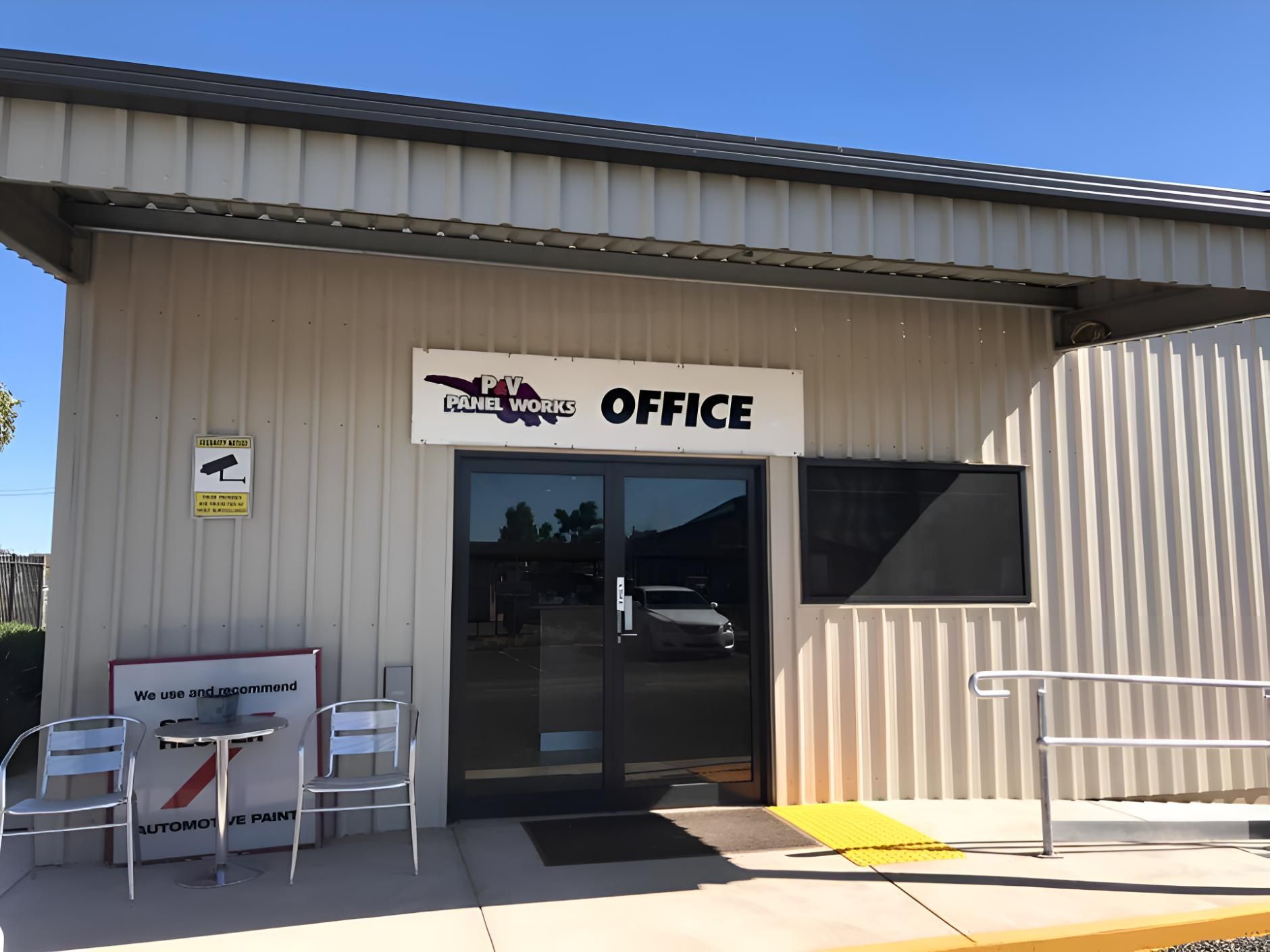A Building With A Sign That Says Office On It — P & V Panel Works In Alice Springs, NT