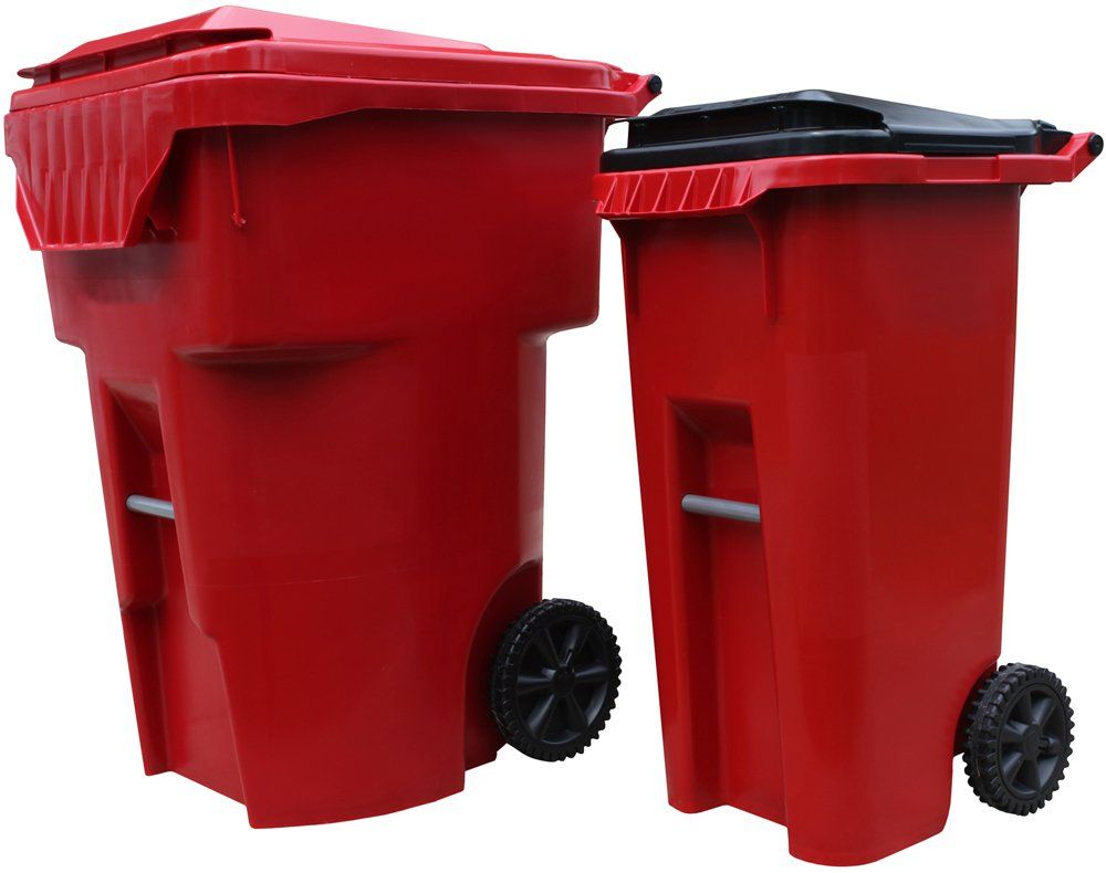 Red Trash Bins — Clinton, MO — Golden Valley Disposal LLC