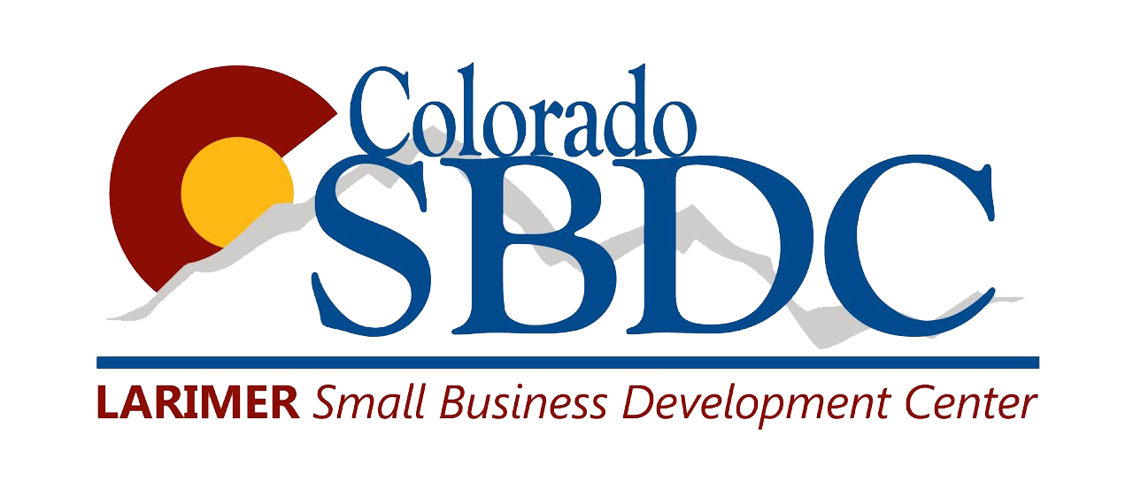 Colorado SBDC logo with a red-brown circle with a yellow circle inside and blue text 