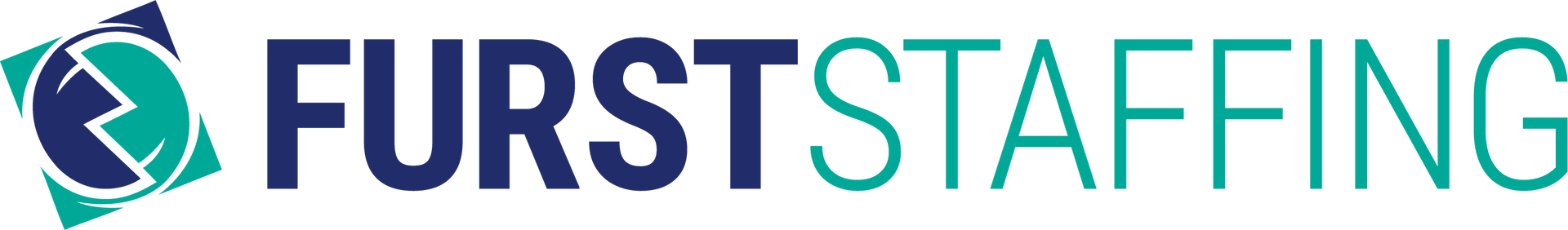 FurstStaffing logo with teal and navy text and a circular arrow icon on white background