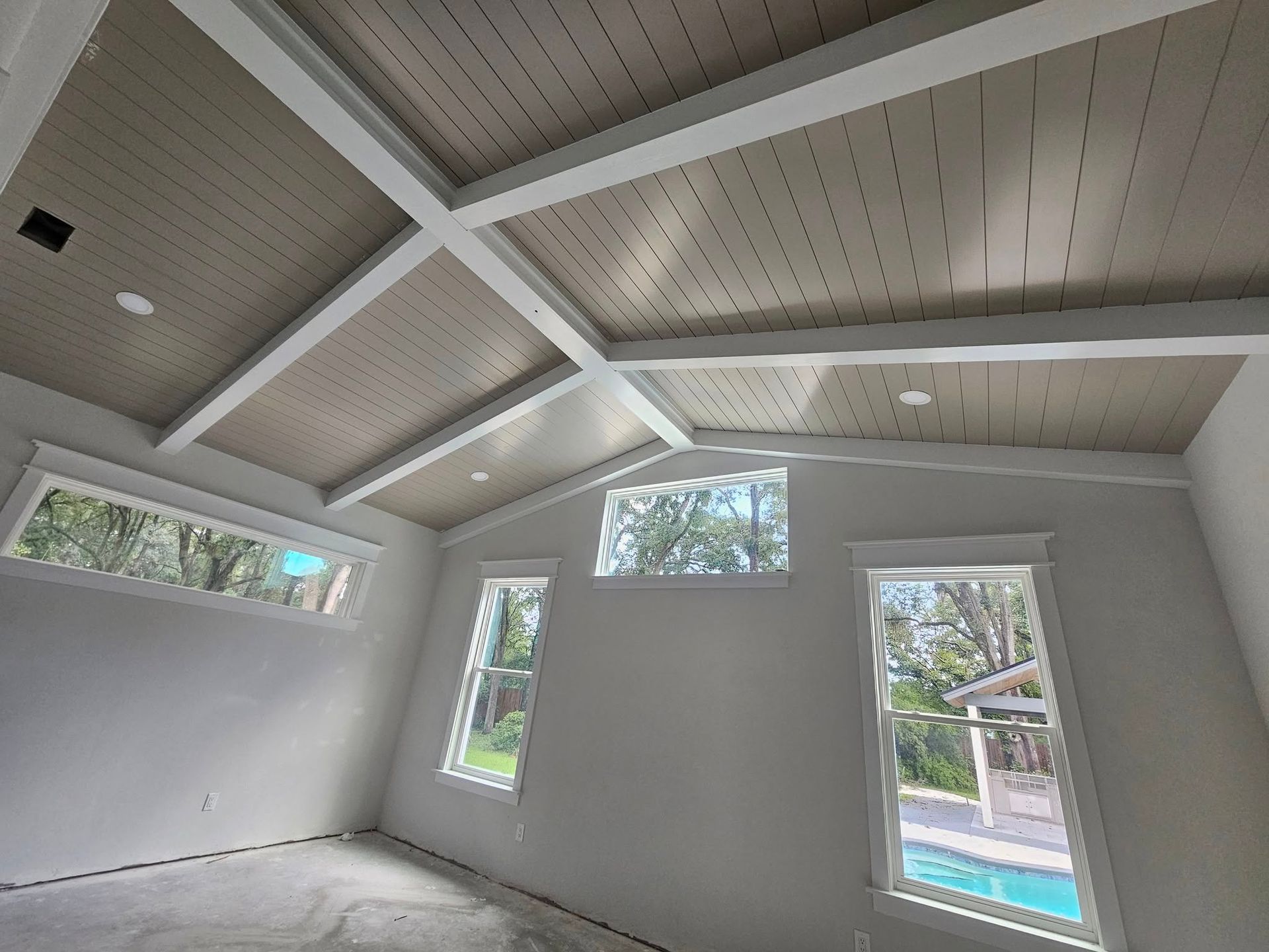 Room interior with gray walls