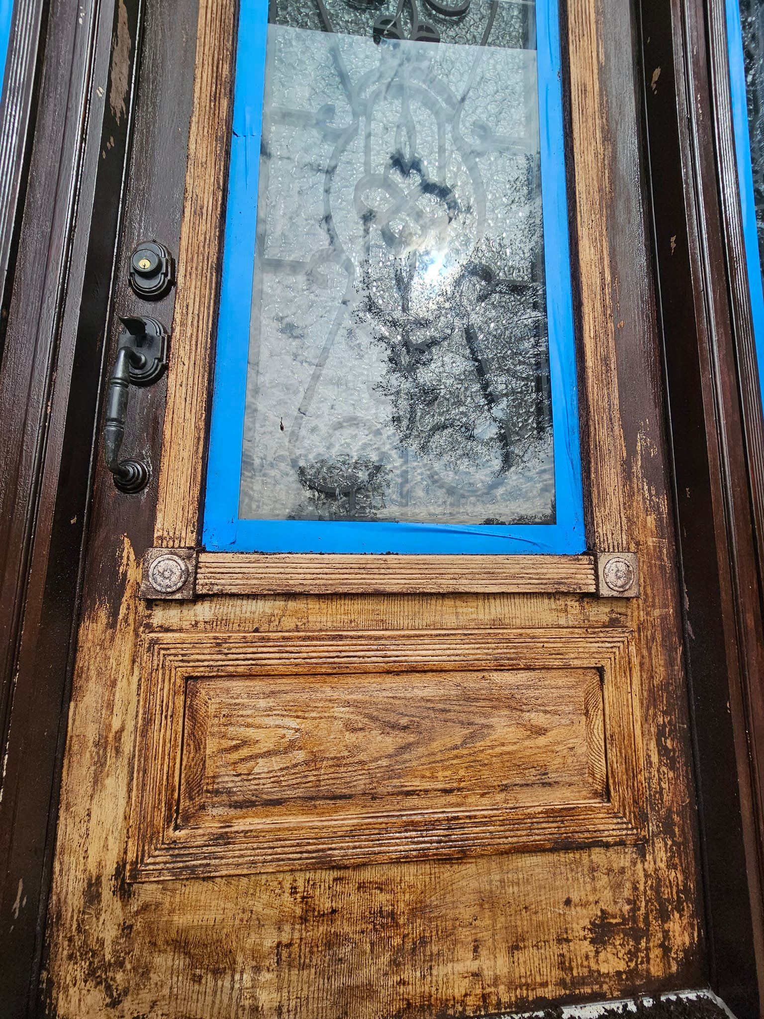 Old, weathered wooden door 