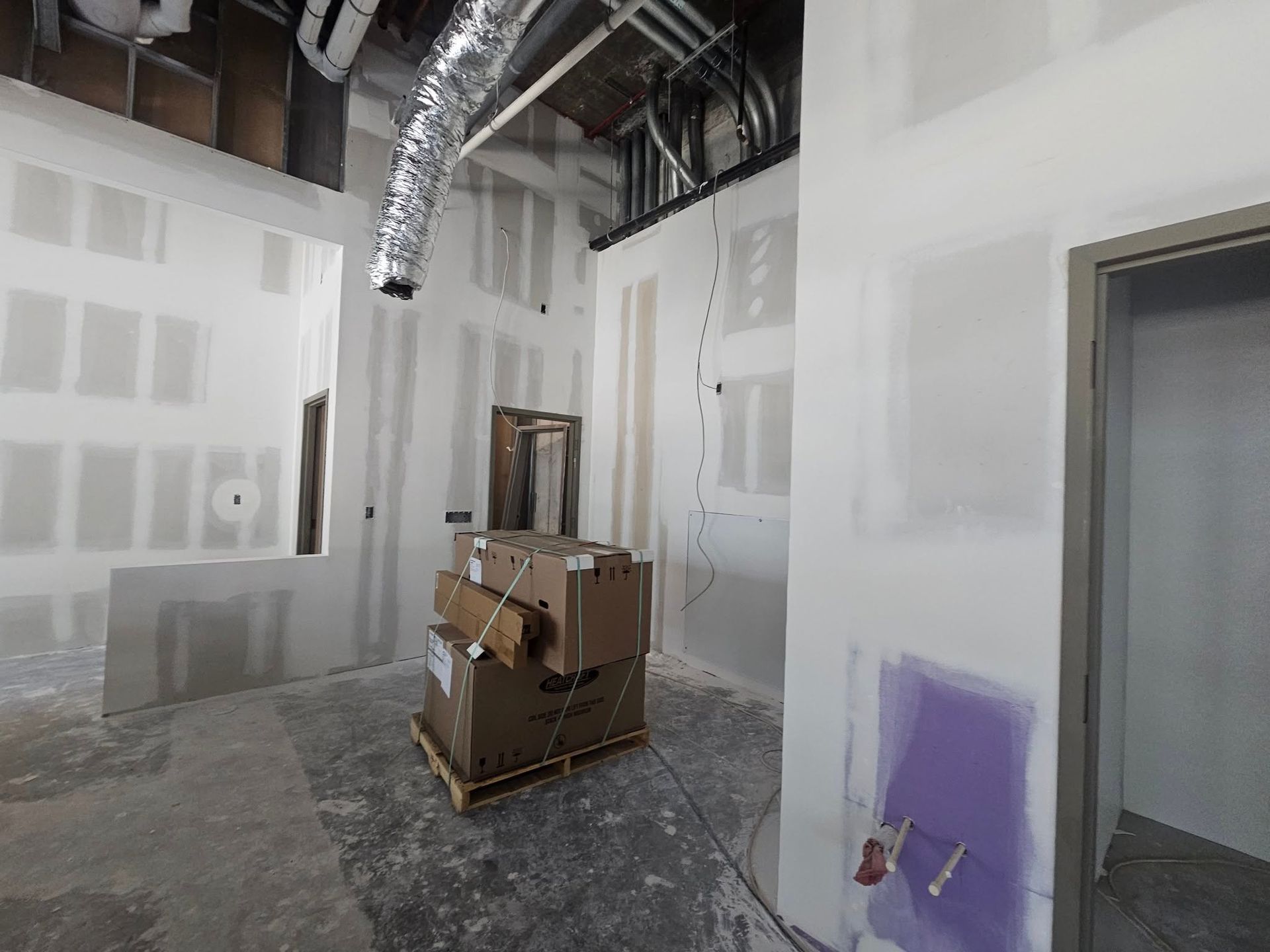 Interior construction site with drywall