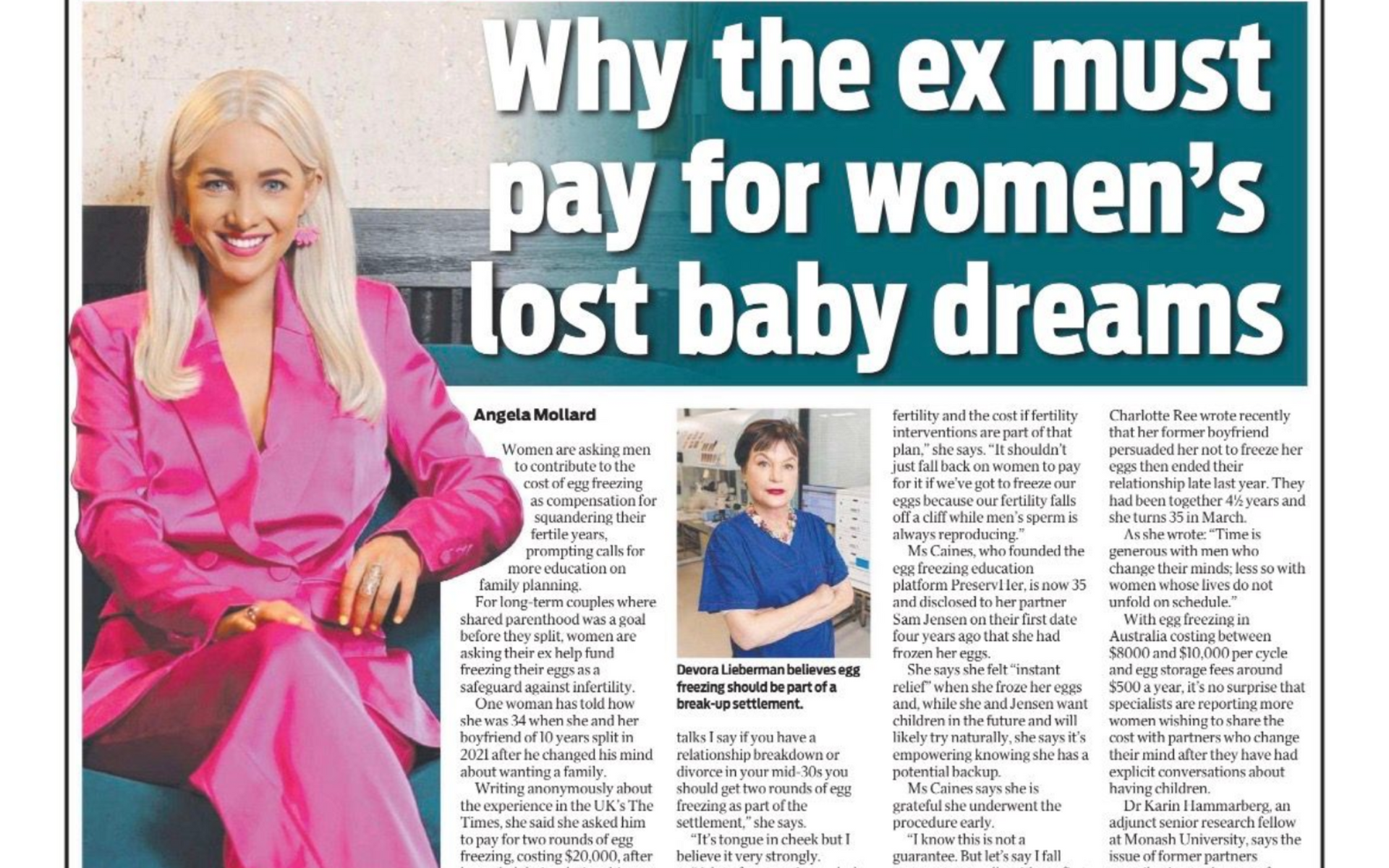 Kimberley Caines was interviewed about fertility responsibilities in relationships.