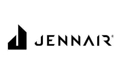 JennAir logo: Black angled J symbol next to the word "JENNAIR" in black sans-serif font.