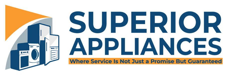Logo for Superior Appliances with appliance illustrations and tagline 