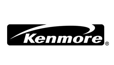 Kenmore logo in white text with curved swoosh on a black rectangle.