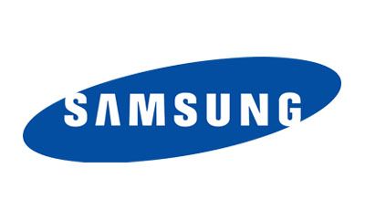 Samsung logo: White text "SAMSUNG" inside a blue oval.
