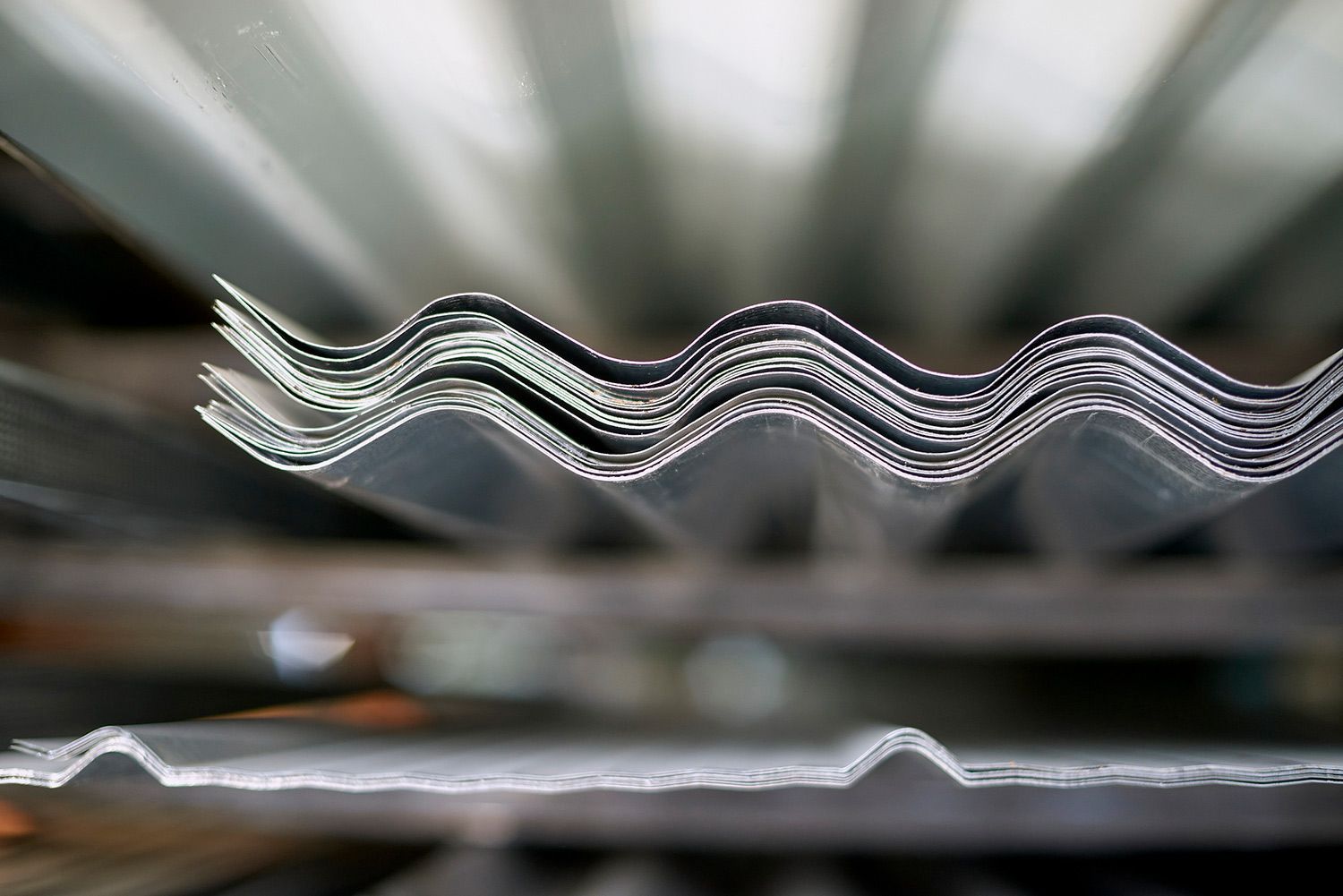 Stacked metal roof sheets