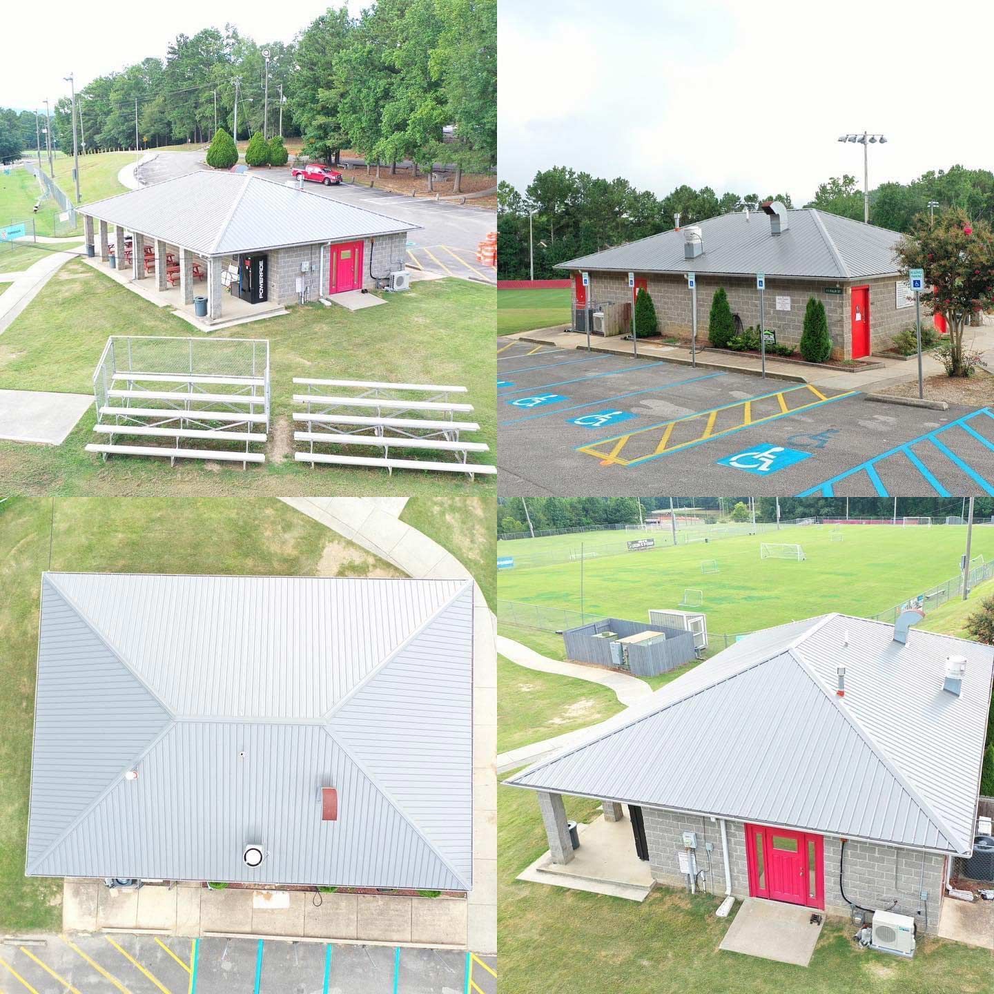 Industrial building with metal roof