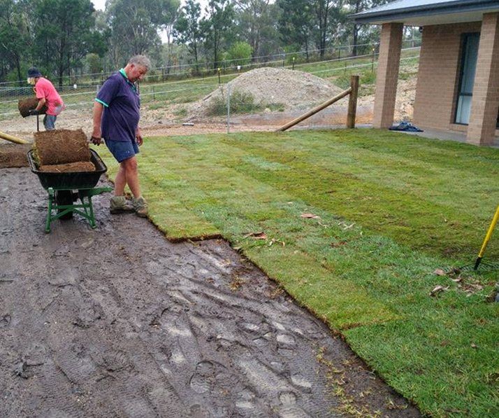 Man Planting Turf — Landscaping in Southern Highlands, NSW