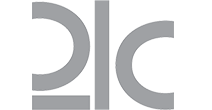 Gray abstract logo with mirrored curved shapes around a vertical bar on a white background