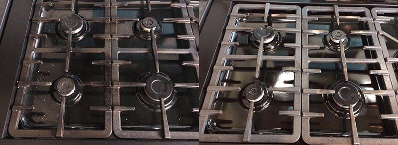 Stove cleaning before and after