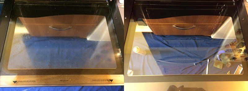 Glass door before and after