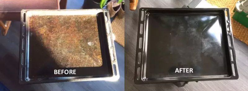 Oven glass cleaning before and after