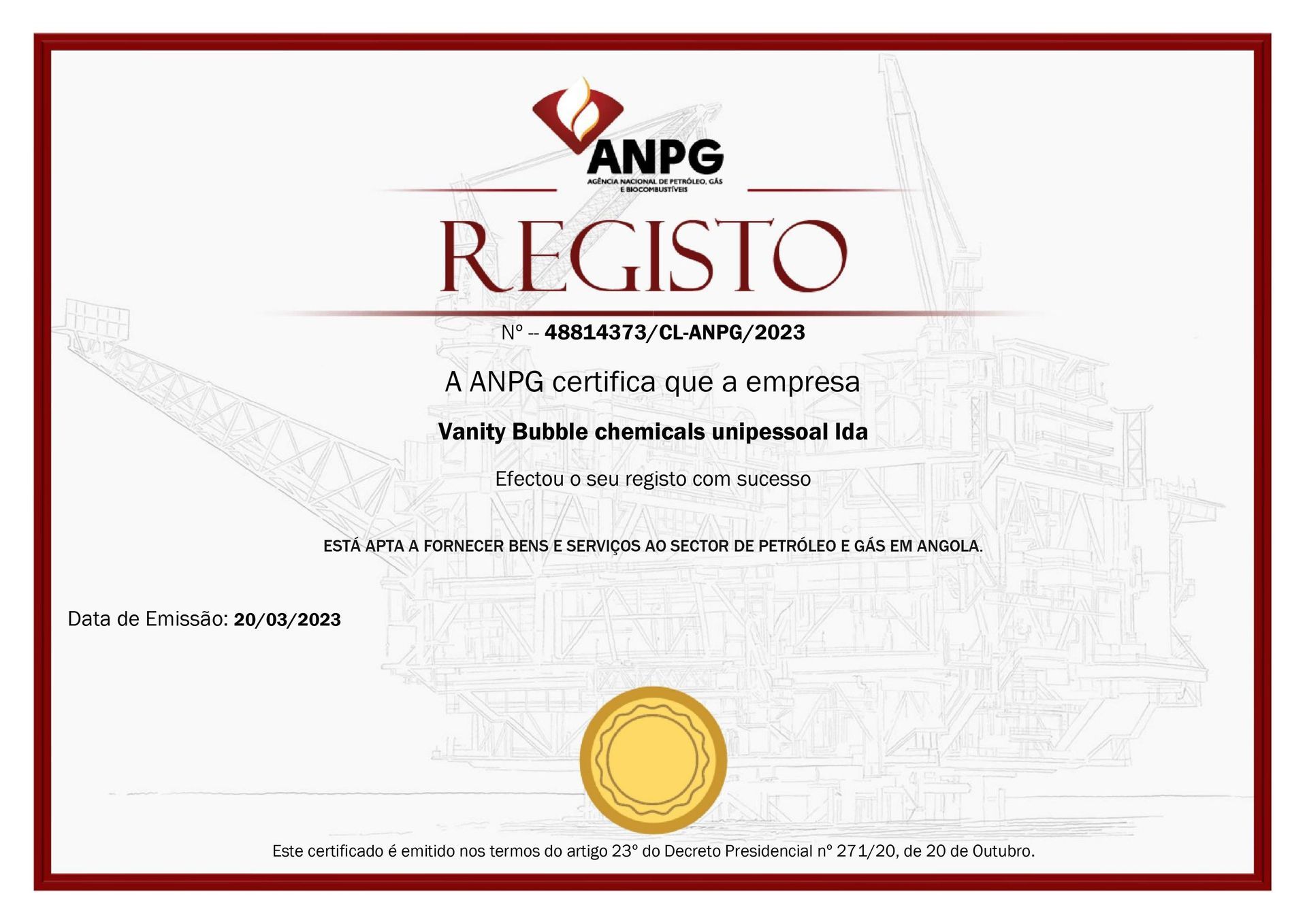 Vbchemicals certificado