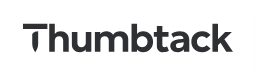 A black and white logo for thumbtack on a white background.
