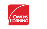 The logo for owens corning is a red square with a white arrow.