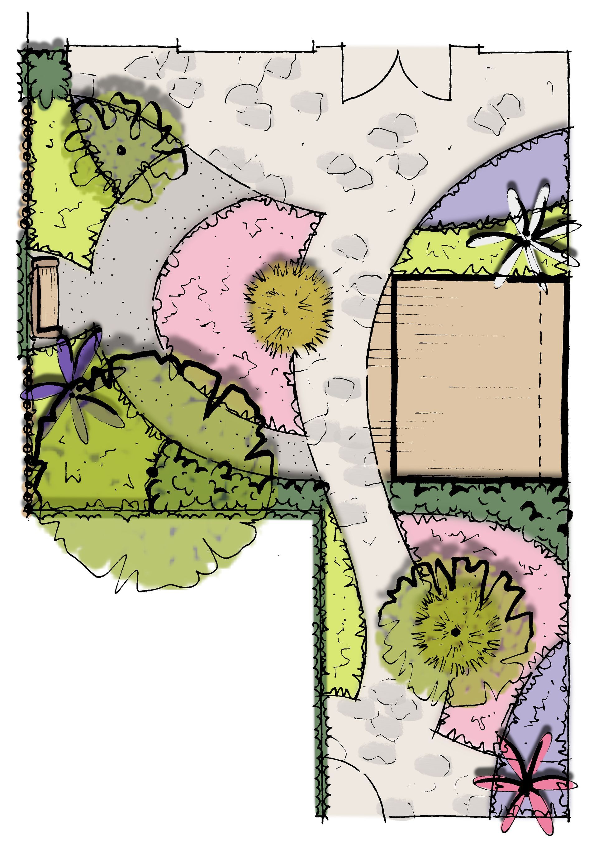 Schetsontwerp achtertuin, Gouda