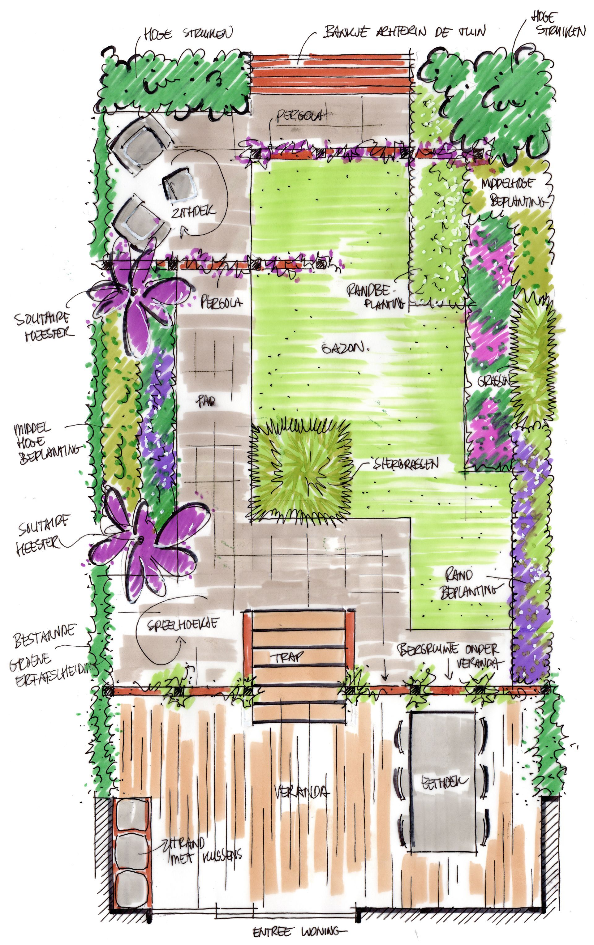 Schetsontwerp achtertuin, Rotterdam