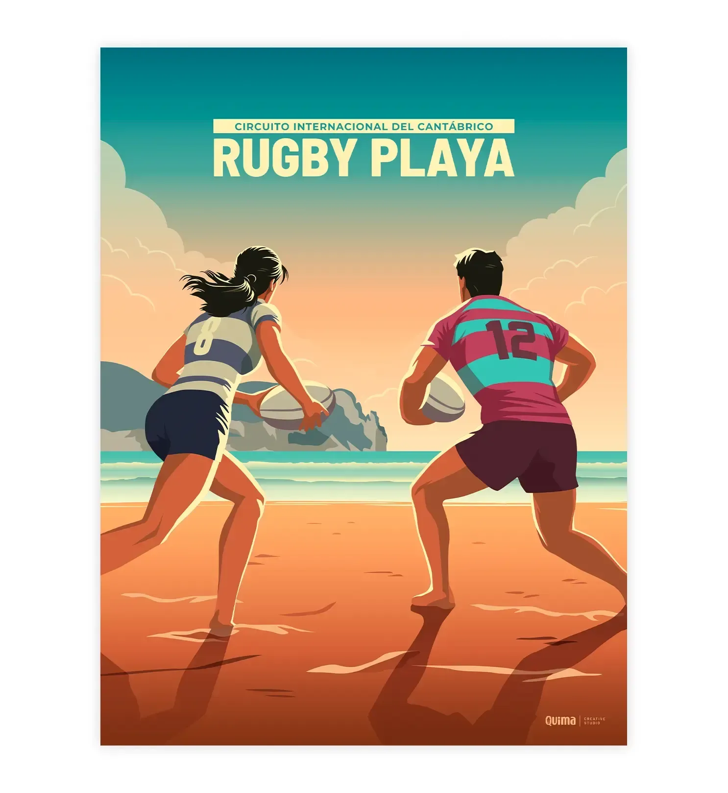 Cartel Rugby Playa Cantabria