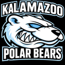 Kalamazoo Polar Bears logo with a snarling white polar bear head on a black background