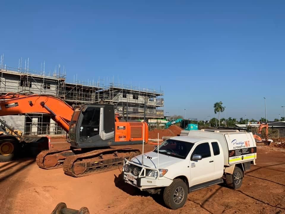 Ute out fixing a crane — Prestige Automotive NT In Yarrawonga, NT