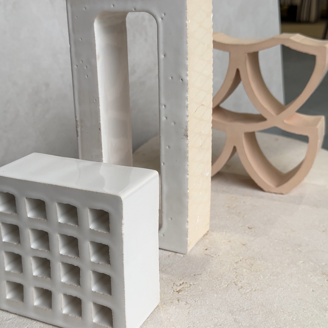 White and Tan Architectural Blocks With Geometric Designs — Stone Arc in Kincumber, NSW