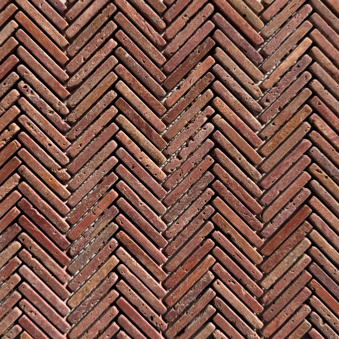 Herringbone Brickwork Pattern in Shades of Red and Brown — Stone Arc in Kincumber, NSW