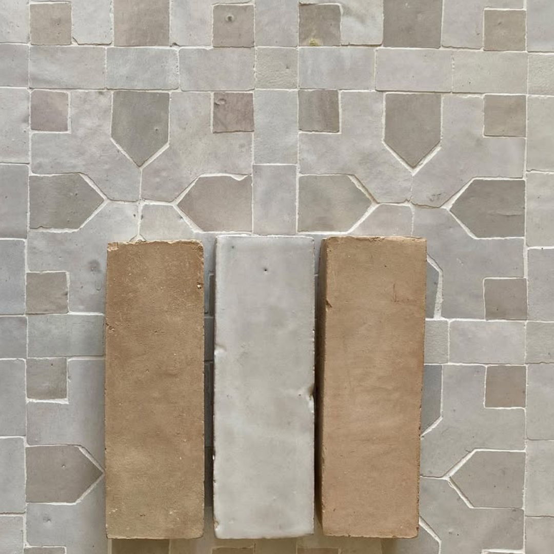 Three Rectangular Tiles on a Patterned, Pale Gray Tile Background — Stone Arc in Kincumber, NSW