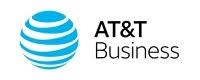 AT&T Business logo: a blue, globe-like icon composed of horizontal stripes next to the words "AT&T Business" in black.