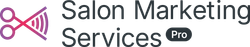 A logo for salon marketing services pro with a pair of scissors