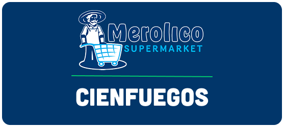 A blue sign for merolico supermarket cienfuegos