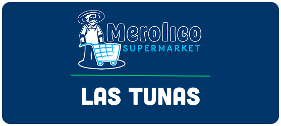 A blue sign that says merolico supermarket las tunas