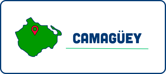 A map of camaguey with a red pin on it.