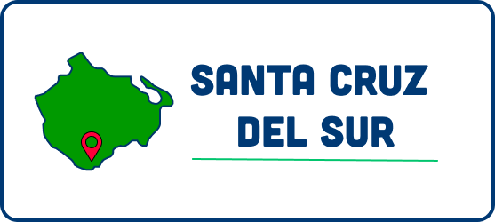 A map of santa cruz del sur with a red pin on it.