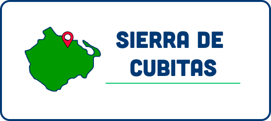 A map of sierra de cubitas with a red pin on it.