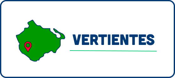 A green map with a red pin on it and the word vertientes on it.