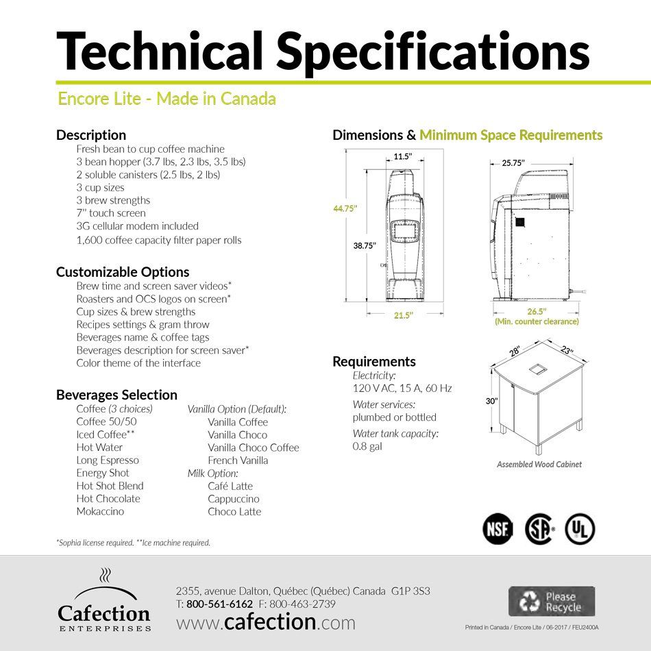 Meet Your New Encore Lite Brochure Twelfth Page — Chicago, IL — Avcoa Vending
