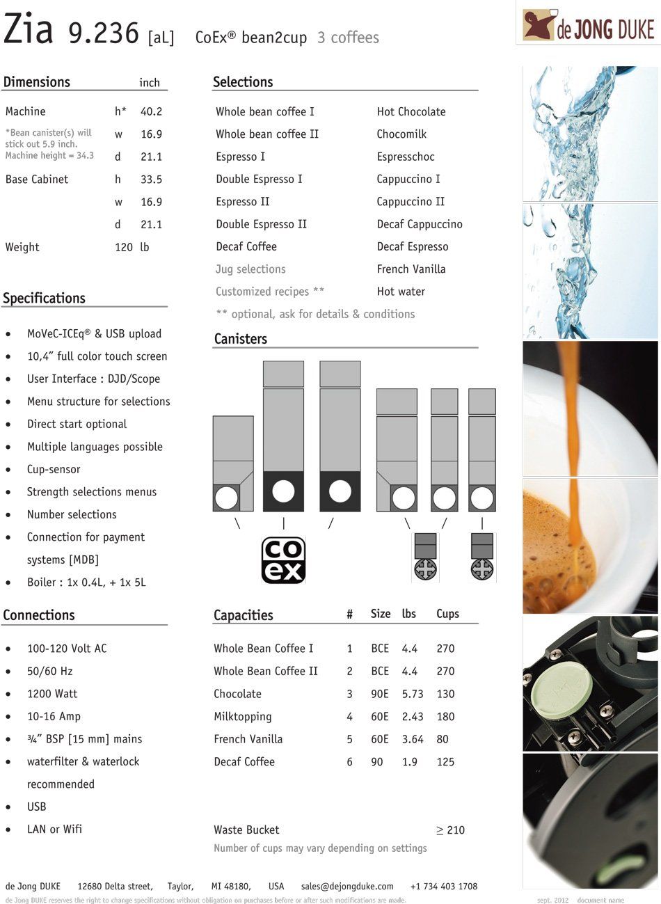 Zia Brochure Second Page — Chicago, IL — Avcoa Vending