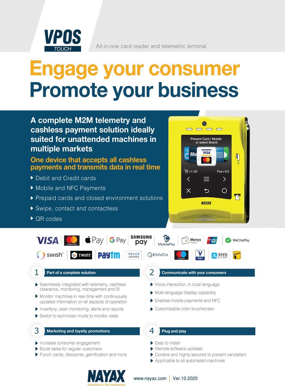 VPOS Brochure First Page — Chicago, IL — Avcoa Vending