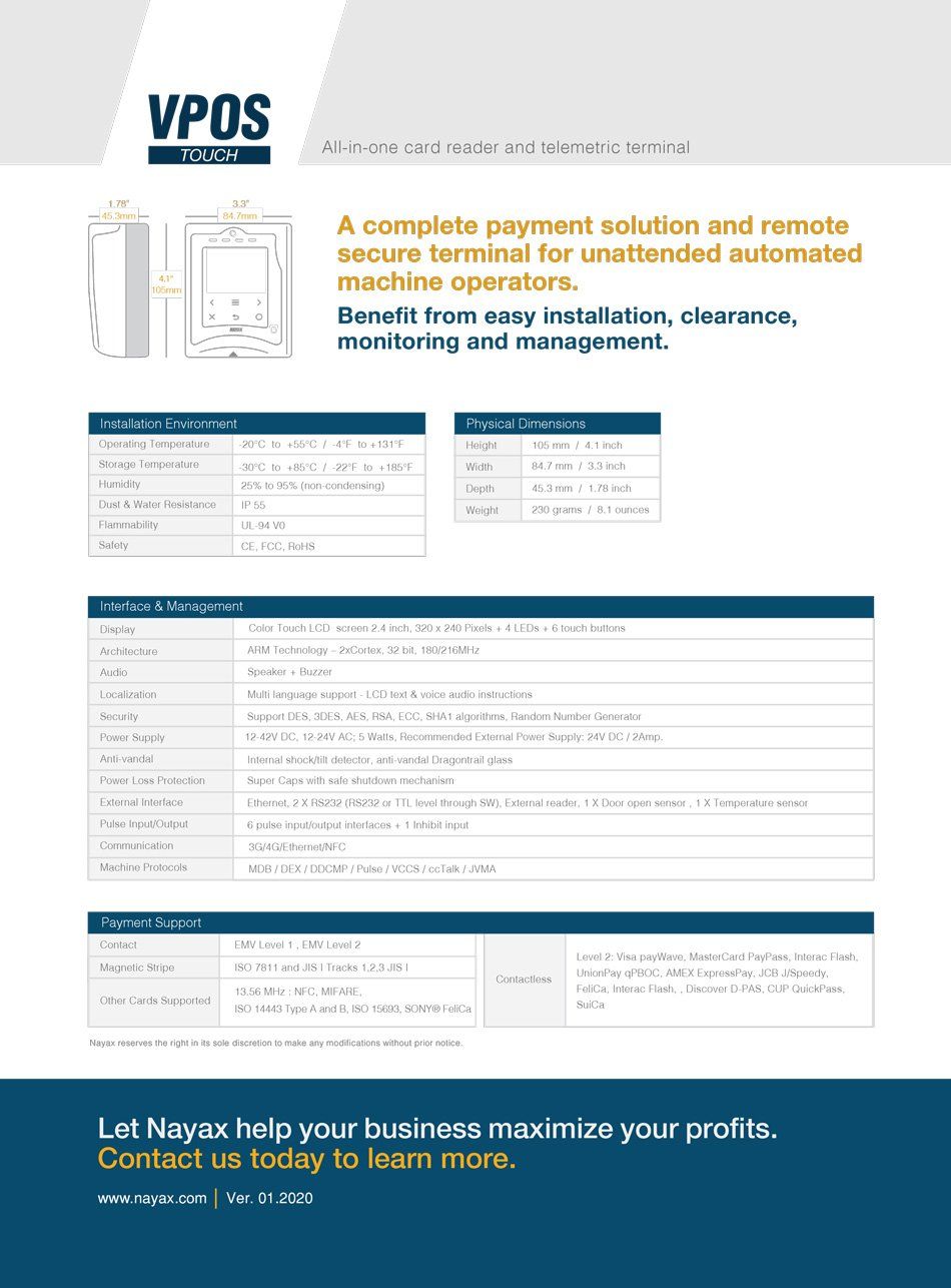 VPOS Brochure Second Page — Chicago, IL — Avcoa Vending