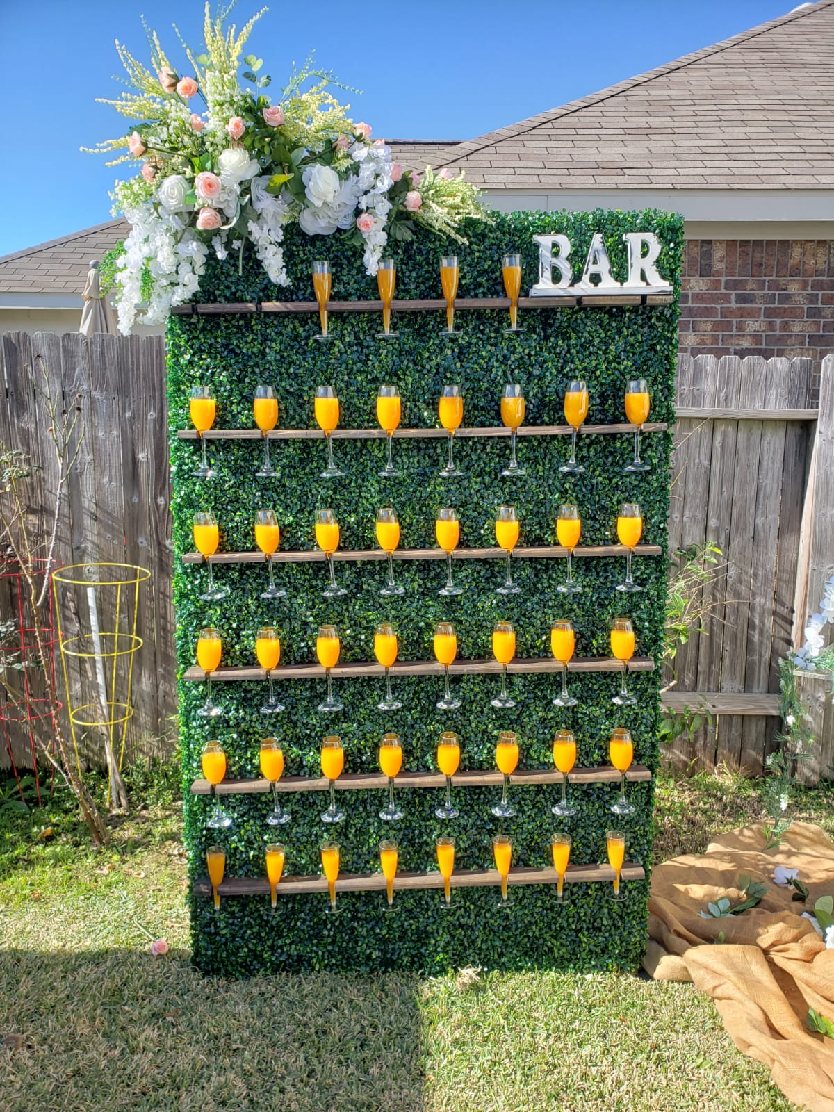Champagne wall prop rental