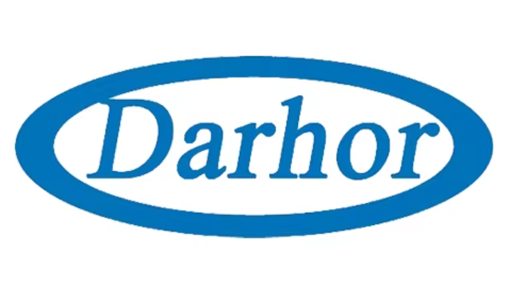 Logotipo ovalado azul con 