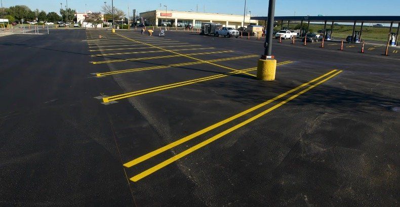 This is an image of a freshly paved asphalt parking lot in South Milwaukee, Wisconsin