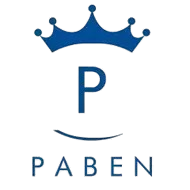 Logo con corona blu con la lettera "P" e la parola "PABEN" sotto.