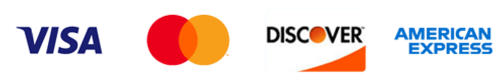 visa mastercard discover and american express logos on a white background